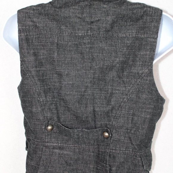 Forever 21 Women's Vest Cropped Zipper Denim Black Large - Picture 7 of 9